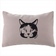petit coussin chat bi gris