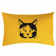 petit coussin chat bi jaune
